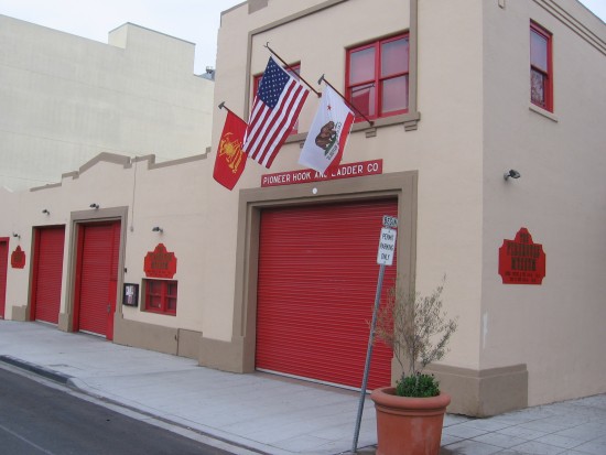 The San Diego Firehouse Museum in the early morning.