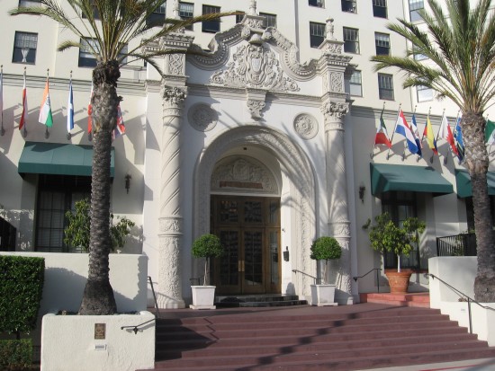 The elegant front entrance of the El Cortez.