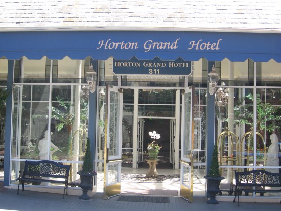 Entrance to elegant Horton Grand hotel in the Gaslamp.