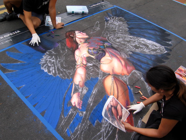 Jennifer Ripassa chalk masterpiece is a fantastic female warrior.