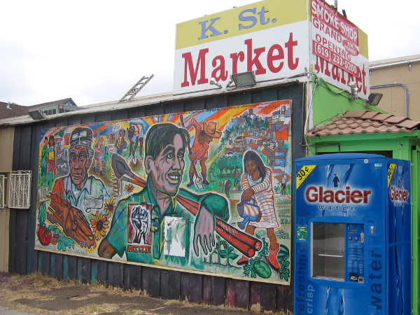 K St. Market on 25th Street with mural designed by local artist Mario Torero.