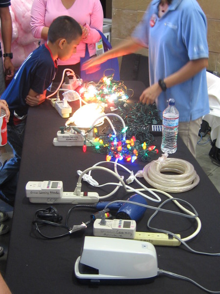 Chrismas lights helped teach about energy conservation.