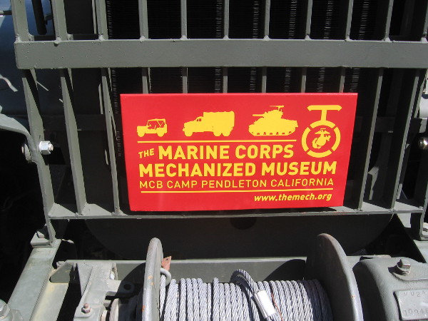 This historical military vehicle comes from the Marine Corps Mechanized Museum at Camp Pendleton north of San Diego.