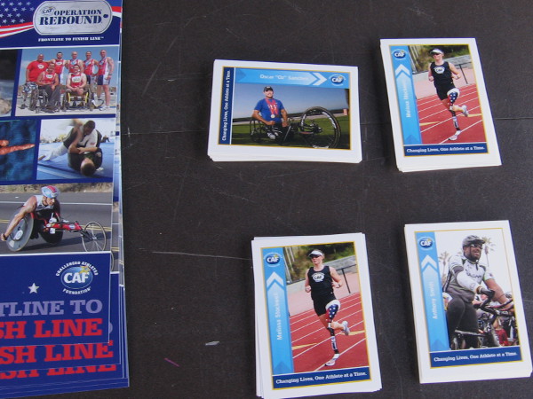 Operation Rebound table had images of wounded warriors who have turned or returned to sport. This organization helps challenged athletes with their expenses.