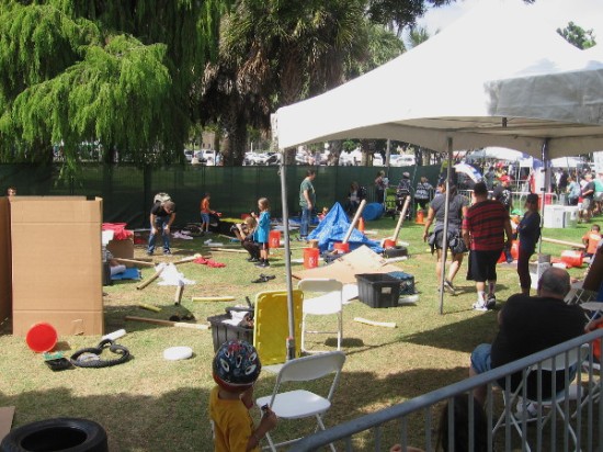 The Drones and Outdoor Play zone had lots of material for young, imaginative creators to assemble.