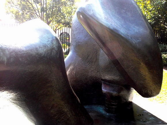 Altered photograph of a Henry Moore sculpture, located in San Diego Museum of Art’s popular sculpture garden.