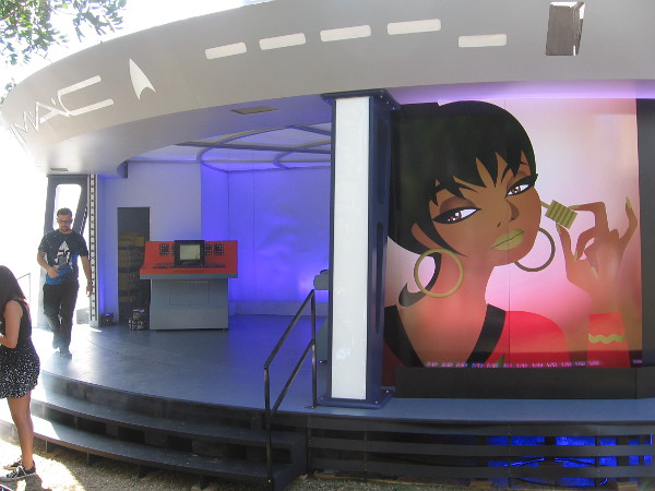 Some futuristic cosmetics were being tested by stylish Comic-Con fans at this Star Trek venue at Children's Park.