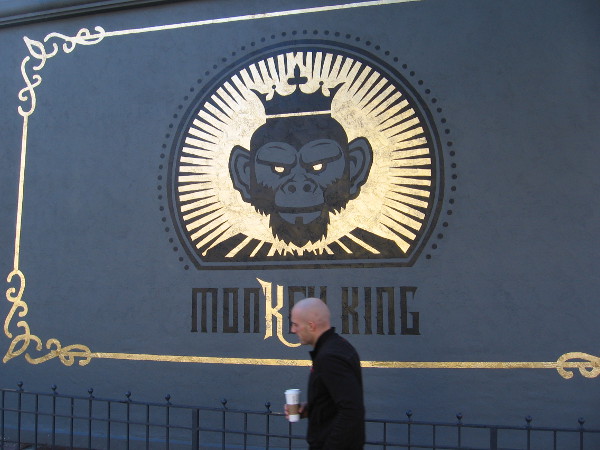 It appears Monkey King is a restaurant soon to open in the Gaslamp Quarter. I discovered a shining gold mural on their wall!