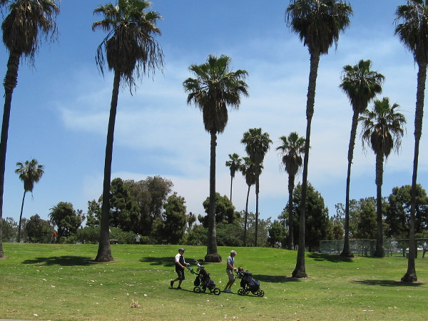 Golfers enjoy a sunny spring Saturday at the Coronado Municipal Golf Course.
