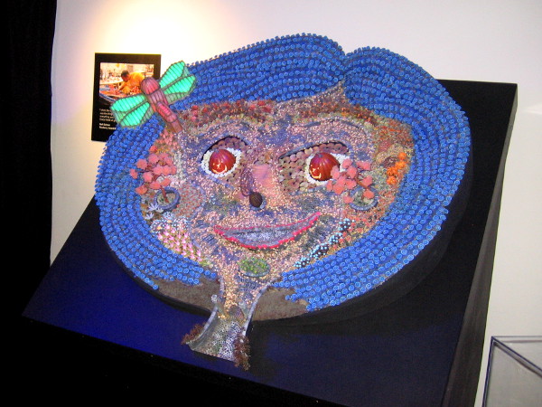 This cool artwork, made of LED lights, is from Laika's acclaimed first movie Coraline.