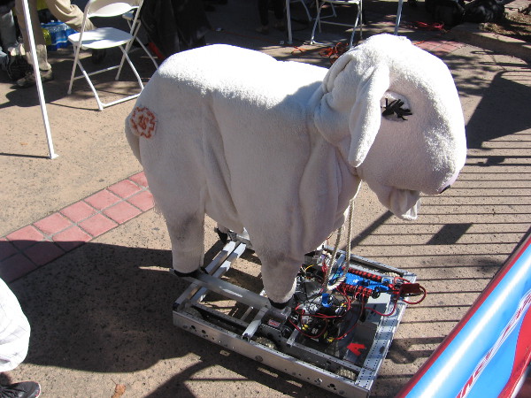 This cute cow robot is named Milky White. It can move its eyeballs, eyelids, ears, tail and jaws!