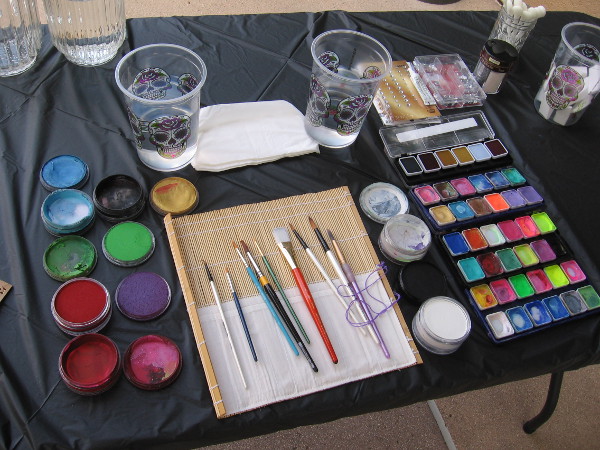 The tools of a face painter.