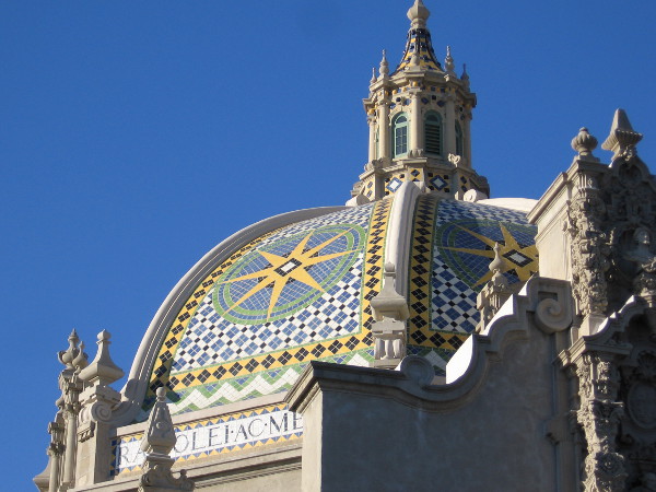 Colorful dome tiles, part of the Spanish Colonial Revival masterpiece of exposition architect Bertram Goodhue.