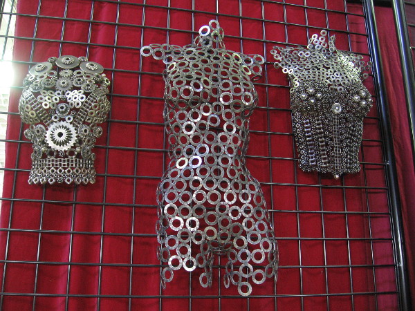Artist Ken Whitney created these body-like Hardware Sculptures out of metal washers, gears and other stuff.