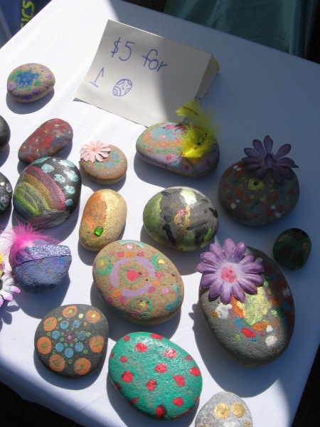 One young person at the expo hand painted some very colorful smooth stones.