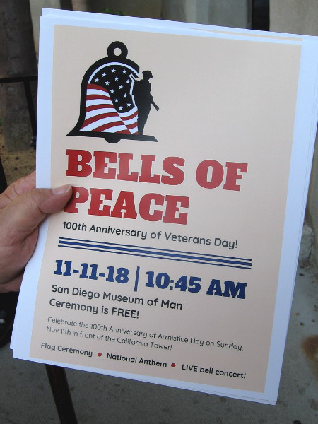 Bells of Peace rang out for the 100th Anniversary of Veterans Day! A special ceremony was held in front of the Museum of Man.