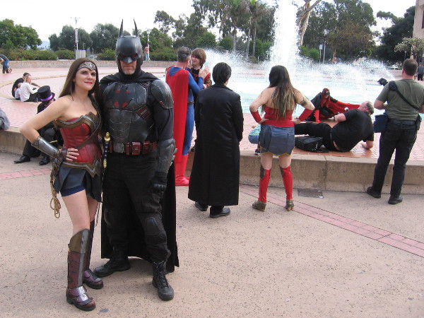 Wonder Woman and Batman pose for photos in Balboa Park. It seems these superheroes can never get enough public adulation.