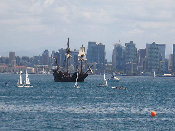 Look! Here comes San Salvador, the Maritime Museum of San Diego's amazing Spanish galleon replica!