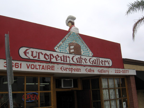 As I walked by European Cake Gallery, I noticed the pastry chef peering out at Point Loma from the rooftop.